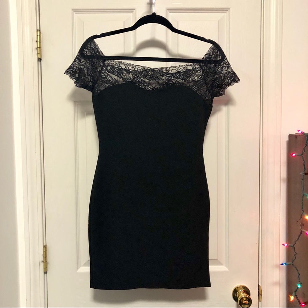 Little Black Dress with Lace Top